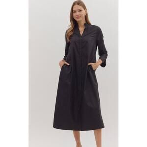 Entro Black Midi Shirt Dress NWT Size  L